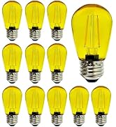 Sxminer 15 Pack S14 LED Bulbs Yellow 2W LED Replacement Bulbs for Outdoor String Light E26 Base E...