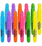 Mini Fluorescent Highlighter with Cap Clip. Smooth Glide Solid Gel Student Study Kit Assorted Col...