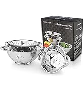 AVADOR Set of 3 Stainless Steel Colanders, Comes in 1. 3 and 5 Quart for all your Cooking | Bakin...