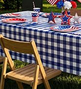 misaya 6 Packs Buffalo Disposable Table Cloth, 54 x 108 Inch Waterproof Plastic Tablecloth, Recta...