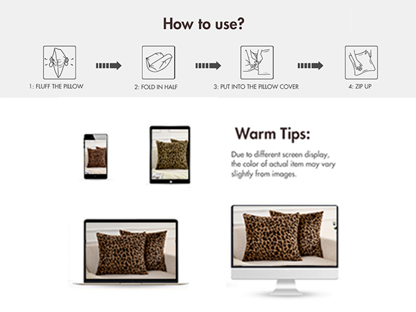 GALMAXS7 Cheetah Pillow Covers 18x18 Faux Fur Throw Pillow Covers Set of 2