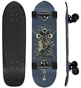 Fireball Mini Cruiser Longboard Skateboard Complete - Fully Assembled & Ready to Ride 29.5 x 8.5”...
