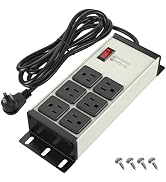 FENJIKRONIX Heavy Duty Surge Protector Power Strip Gray, 6 Outlets, 4FT | 2500J Surge Protection,...