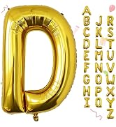 Smlpuame 40 Inch Large Gold Letter D Foil Mylar Alphabet Helium Balloons | Reusable Big Letters B...
