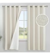 YoungsTex Linen Blackout Curtains 63 Inches Long, Grommet Full Room Darkening Linen Window Drapes...