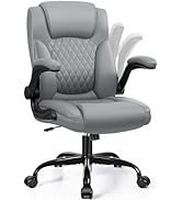 Leather Office Chair, PU Home Computer Desk Chairs with Ergonomic Back Support, 360°Swivel Free,S...