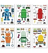24 Sheets 8.27''×5.9'' Make Your Own Robot Stickers for Kids Toddlers, Make a Face Stickers for K...