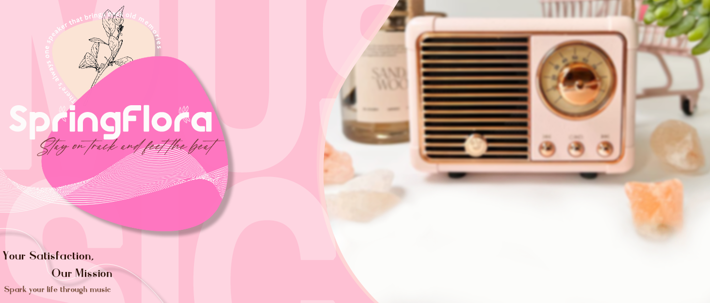 Retro Wireless Mini Portable Bluetooth Speaker Vintage Room Decor Pink Gift 1-1-1