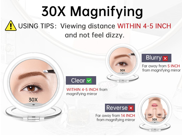 Magnifying Mirror 30X 1X Double Sided Magnification Makeup Vanity Mirror