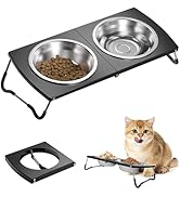 Ensayeer Upgraded Raised Foldable Cat Bowls, Elevated Bowls with Height Folding Stand for Indoor ...