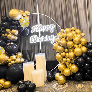 black and gold balloon arch kit