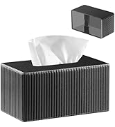 PUSU Plus Rectangular PU Leather Tissue Box Cover with Buckle Bottom - Modern Facial Tissue Dispe...
