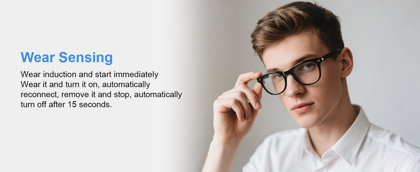 Smart glasses for women & men, smart eyeglasses with wear sensing design