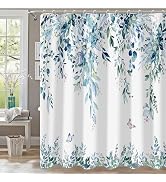 CedarShin 120GSM Blue Eucalyptus Shower Curtain,72x72 inch | Printed Leaf Heavy-Duty Fabric Bathr...