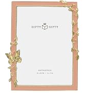GIFTY GIFTY Spring Butterfly & Vine Thin Border Photo Frame (Pink) / 5x7 In | For Wall or Vertica...