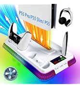 PS5 Stand for PlayStation 5 Console, PS5 Cooling Station & Charging Station with RGB, PS5/Slim/Pr...