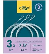 SF 3 Packs Pre-Tied Loop Fly Fishing Tapered Leader Fluorocarbon 7.5FT 9FT 12FT 0X 1X 2X 3X 4X 5X...