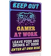 ALKB Keep Out Signs for Gaming Room Wall Door Decor - 8x12 Inch Futuristic Metal Sign Gift for Bo...
