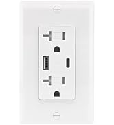 Baomain USB Outlet, Type A & C USB Wall Charger Outlet, Tamper Resistant Outlet, 4.8A 5VDC, 20A 1...