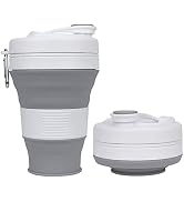 UNNESTAR Collapsible Camping Cup with Straw Silicone Folding Coffee Cup Sport Bottle Portable Tra...
