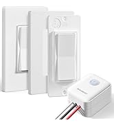 SURAIELEC 3 Way Wireless Light Switch and Receiver Kit, Decorator Rocker Wall Switch, 15 AMP, 100...