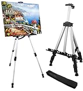 Artist Easel Stand, RRFTOK Metal Tripod Adjustable Easel for Painting Canvases Height from 17 to ...