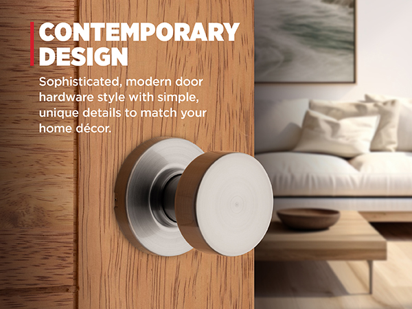 Sophisticated, modern door hardware style with simple, unique details to match your home decor.