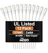 Tecmojo UL Listed Ultra-Slim Cat6a 2ft Ethernet Cable, 30AWG 100% Pure Copper, 10Gbps 550MHz Netw...