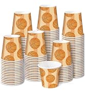 RUSPEPA Basketball Theme 3oz Paper Cups, 100 Pack SmallDisposable Party Cups, Orange Basketball P...