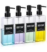 Segbeauty 16.9oz Clear Square Soap Dispenser, 4pack Hand and Dish Soap Dispenser Set, 500ml Refil...