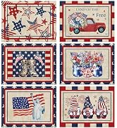 4th of July Placemats Set of 6 Patriotic Plastic Table Mats Independence Memorial Day Vintage Ame...