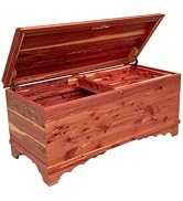 Rustic Red Door Co. Cedar Hope Chest with Waterfall Top – Amish Made Storage Chest w/Anti-Slam Hi...