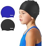 Vorshape Swim Cap Kids (2 Pack), Durable Waterproof Swimming Cap for Girls Boys Teens Toddler Age...