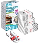 VACKFOX Vacuum Bags for Travel with USB & TYPE C Pump,Vacuum Seal Travel Bags,15 Pack Carry-on Si...