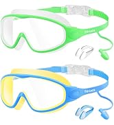 Vvinca Swim Goggles, Kids Goggles with Earplugs& Nose Clip Wide View Anti-Fog/UV Swimming Goggles...