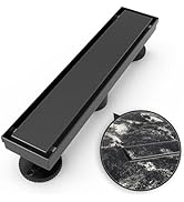 WEBANG 12 Inch Shower Linear Black Drain Rectangular Floor Drain with Accessories Reversible 2-in...