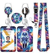 HASFINE Mystery Astronaut Badge Holder with Breakaway Lanyard & Retractable Badge Reel with Heavy...