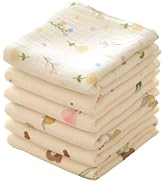 MUKIN Baby Muslin Washcloths and Burp Cloths, Floral Pattern Cotton Face Towels, Burping Cloths f...