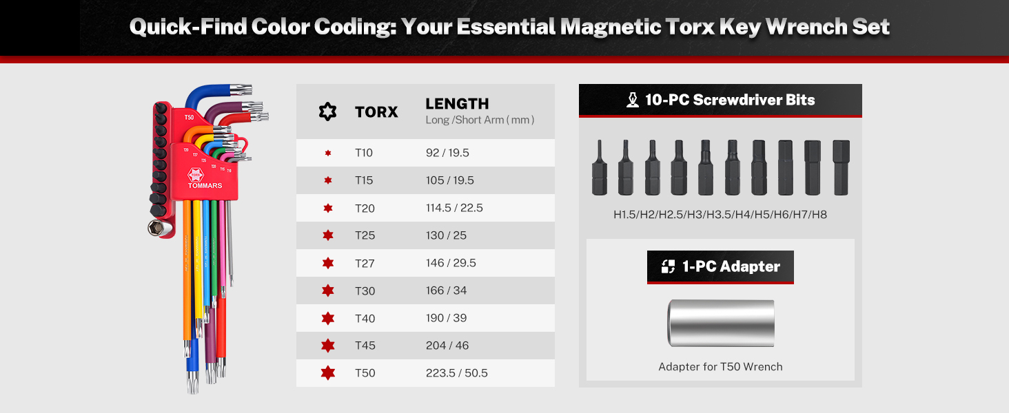 magnetic trox key wrench set