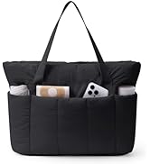 Narwey Puffer Tote Bag for Women Work with Laptop Compartment, Puffy Quilted Work Tote Bags for T...