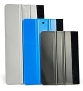 3 Piece Felt Edge Squeegee, 4inch - 5inch - 6inch Vinyl Wrap Squeegee, Plastic Squeegee Scratch-F...