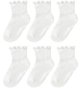 Simply Kids Toddler Ruffle Socks with Grips for Baby Girls (6 Pairs), 6 Months to 7 Years