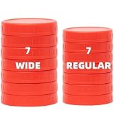 Bedgeta 14 Pack Red Plastic Mason Jar Lids with Silicone Rings, 7 Wide Mouth & 7 Regular Mouth Ca...