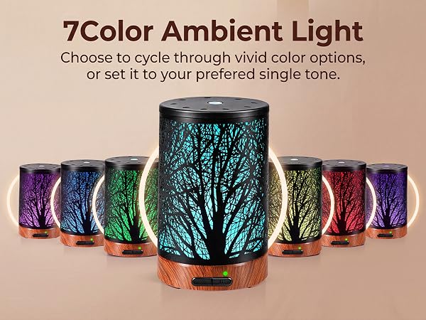 Essential Oil Diffuser - 150ML Metal Aromatherapy Diffuser for Essential Oils with 7 Colors