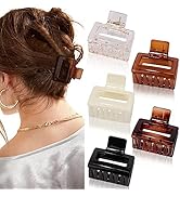 ATODEN Square Hair Clips 5 Pcs Small Hair Clips 2'' Mini Claw Clips Acrylic Hair Claw Clips for W...
