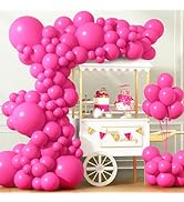 ZJHAI 150pcs Hot Pink Balloons Different Sizes 18 12 10 5 Inch Latex Magenta Pink Balloon for Val...