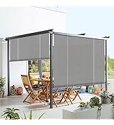 Windscreen4less Outdoor Shade Blinds Patio Roll Up Blackout Shades Exterior Roller Privacy Screen...