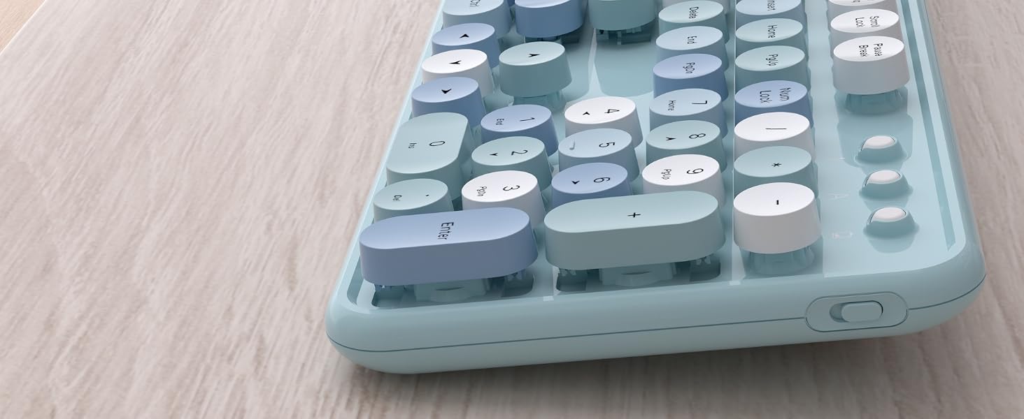 blue colorful wireless keyboard and mouse