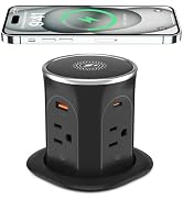 Pop Up Countertop Outlet with 15W Wireless Charger, PD20W USB & 15A Tamper Resistant, 3.15in Hole...