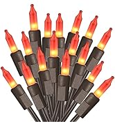 ODEETRONIC Orange Halloween Lights, 21.63ft 100 Count Orange Incandescent Lights Connectable, Plu...